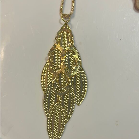 Gold Leaf Pendant Necklace by - Picture 4 of 4